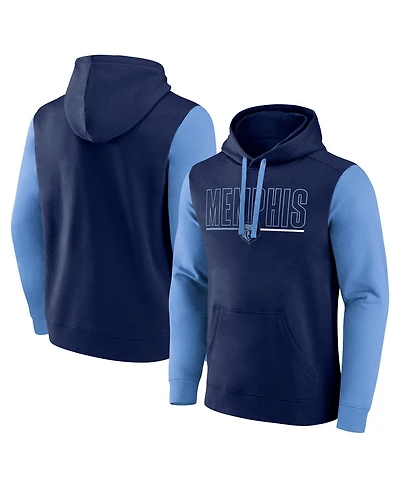 Logo Athletic Men's Navy Memphis Grizzlies Outline Colorblock Pullover Hoodie