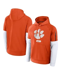 Nike Men's Orange/White Clemson Tigers Fitness Raglan Performance Pullover Hoodie