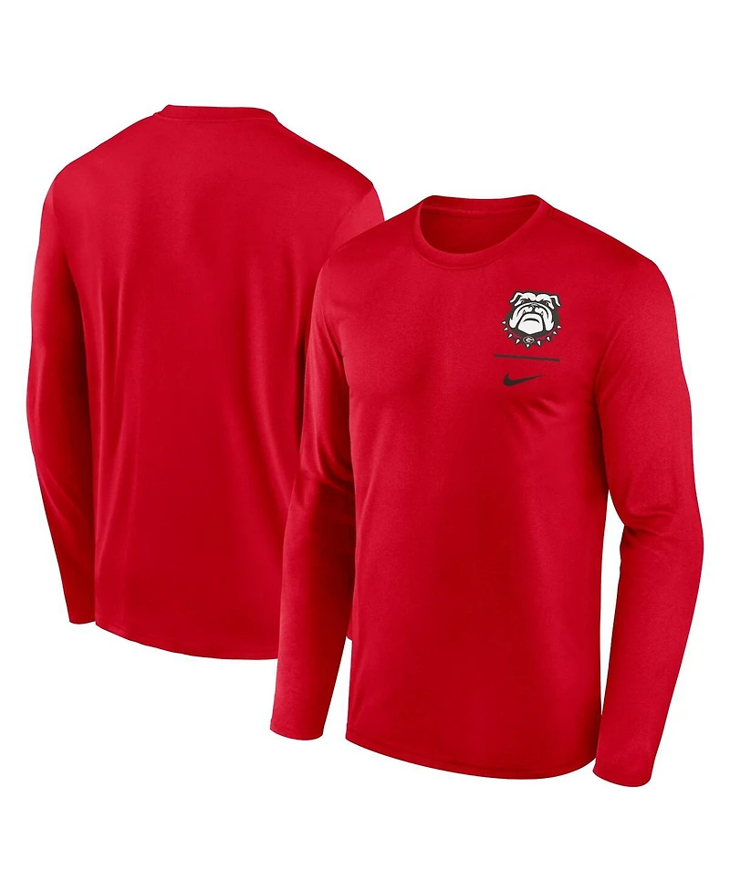 Nike Men's Red Georgia Bulldogs Alternate Logo Lockup Legend Performance Long Sleeve T-Shirt