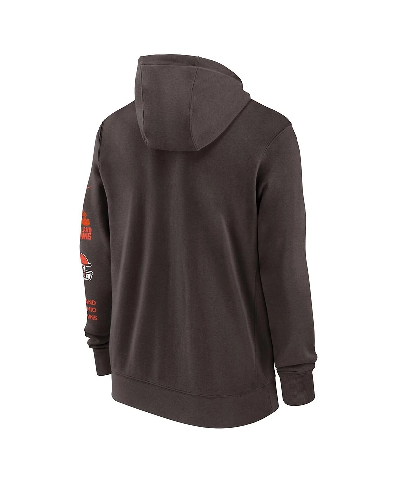 Nike Men's Brown Cleveland Browns Club Full-Zip Hoodie Jacket