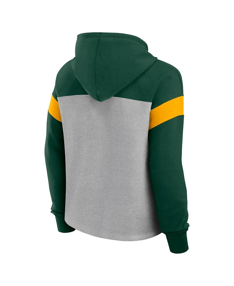 Fanatics Women's Heather Gray/Green Green Bay Packers Bold Play Call Pullover Hoodie