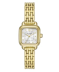Kate Spade New York Women's Gracie Square Three-Hand Gold-Tone Stainless Steel Watch, 25mm