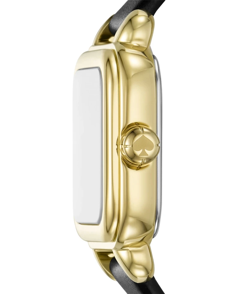 Kate Spade New York Women's Gracie Square Three-Hand Black Leather Watch, 25mm