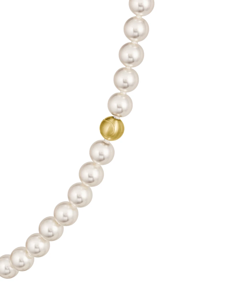 Lacoste Gold-Tone Matchpoint Imitaion Pearl Strand Necklace, 16-1/3" + 2-1/2" extender