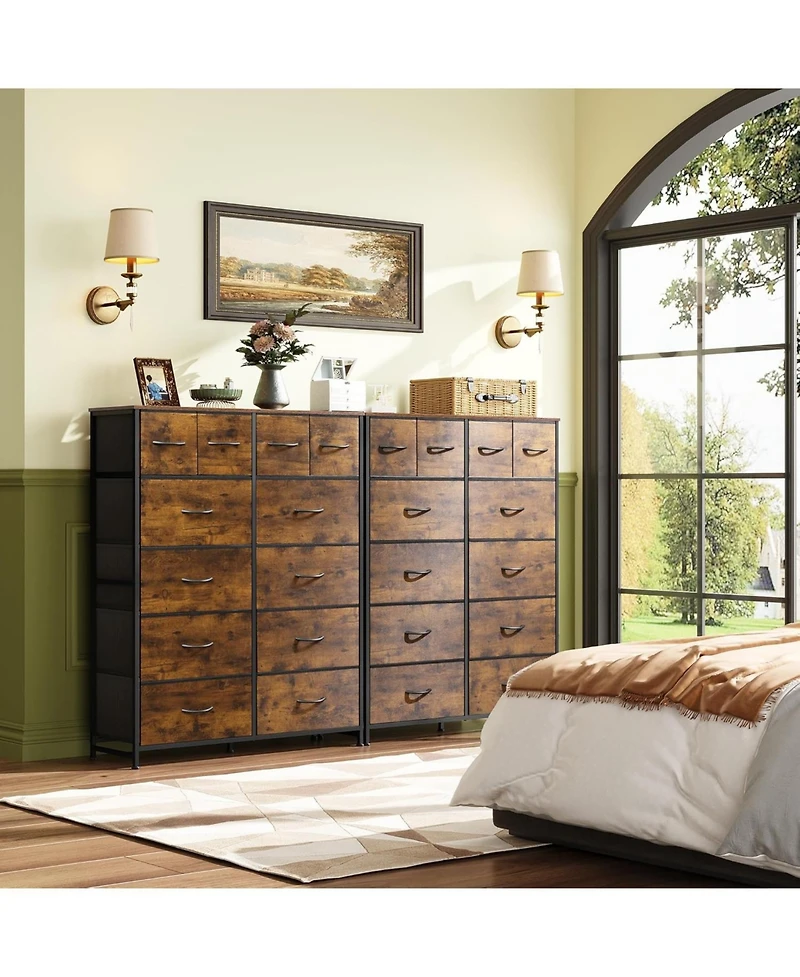 Wlive Tall Dresser for Bedroom with 12 Drawers Dressers & Chests of Fabric Closet Storage Draw