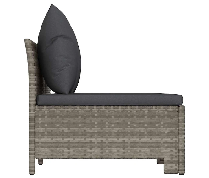vidaXL 3 Piece Patio Lounge Set with Cushions Gray Poly Rattan