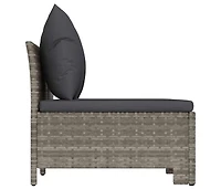 vidaXL 3 Piece Patio Lounge Set with Cushions Gray Poly Rattan