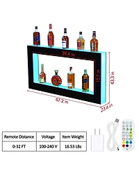 gaomon Acrylic Lde Wine Cabinet - Led Wine Display Rack, Remote Control, App-Controlled, Modern Design, 48-Inch 2-Tier