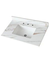 Slickblue Marble Vanity Top with Undermount Rectangular Middle Sink for Stylish Bathroom Decor