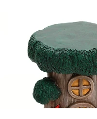 LuxenHome Gnome Tree Stump MgO Indoor and Outdoor Sculpture Side Table