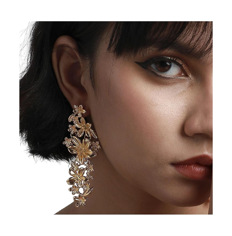 Metallic Flora Drop Earrings