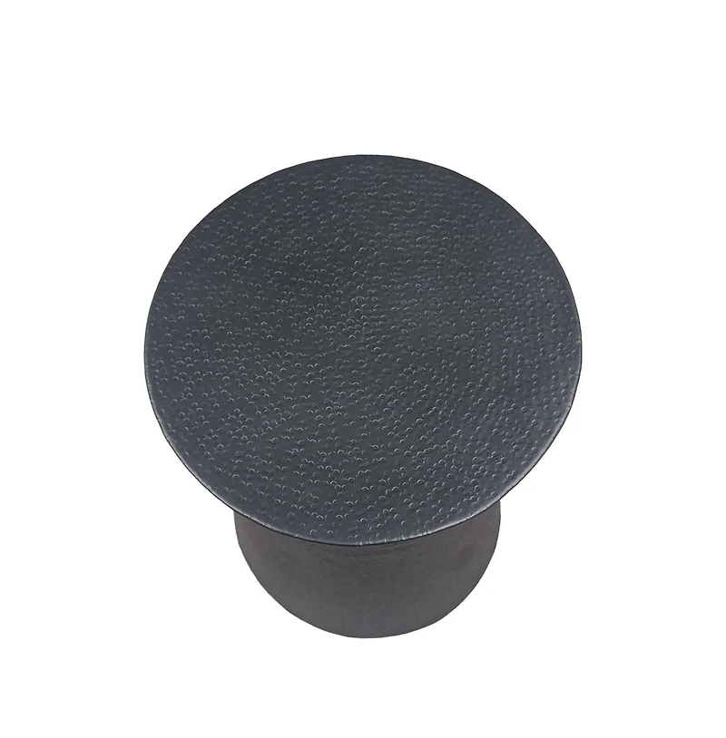 Slickblue Round Side End Table with Handcrafted Hammered Design for Unique Accent Decor