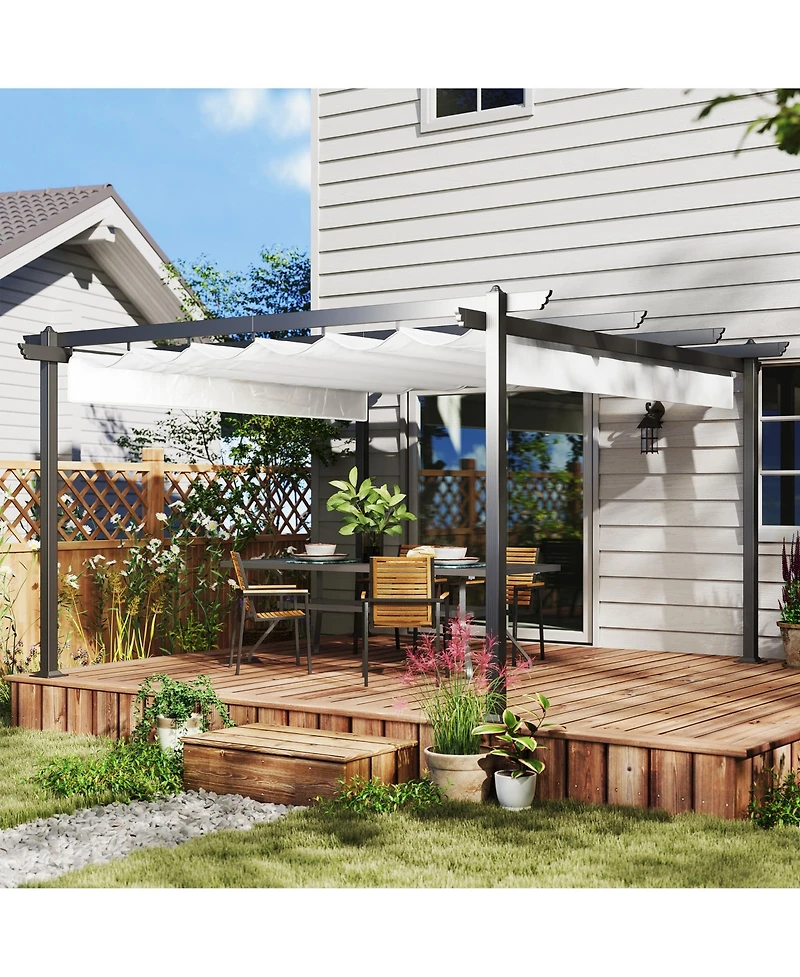 Outsunny 13' x 13' Aluminum Pergola with Retractable Canopy,