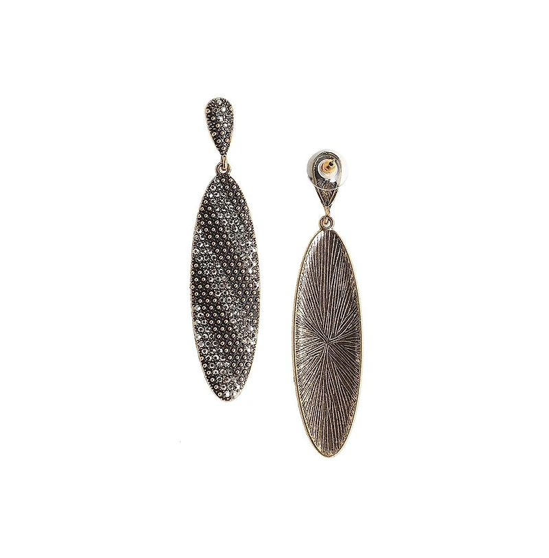 Contrast Intricate Oval Drop Earrings