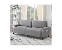 gaomon 80.7" Modern Square Armrest Cushioned Sofa with Storage Bag and Cup Holders, Small Couch Mid Century for Living Room, Apartment Office