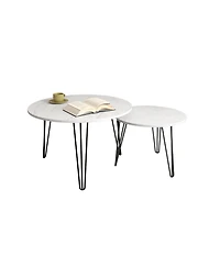 Round Nesting Coffee Table Set of 2 for Space-Saving and Stylish Living Room Decor