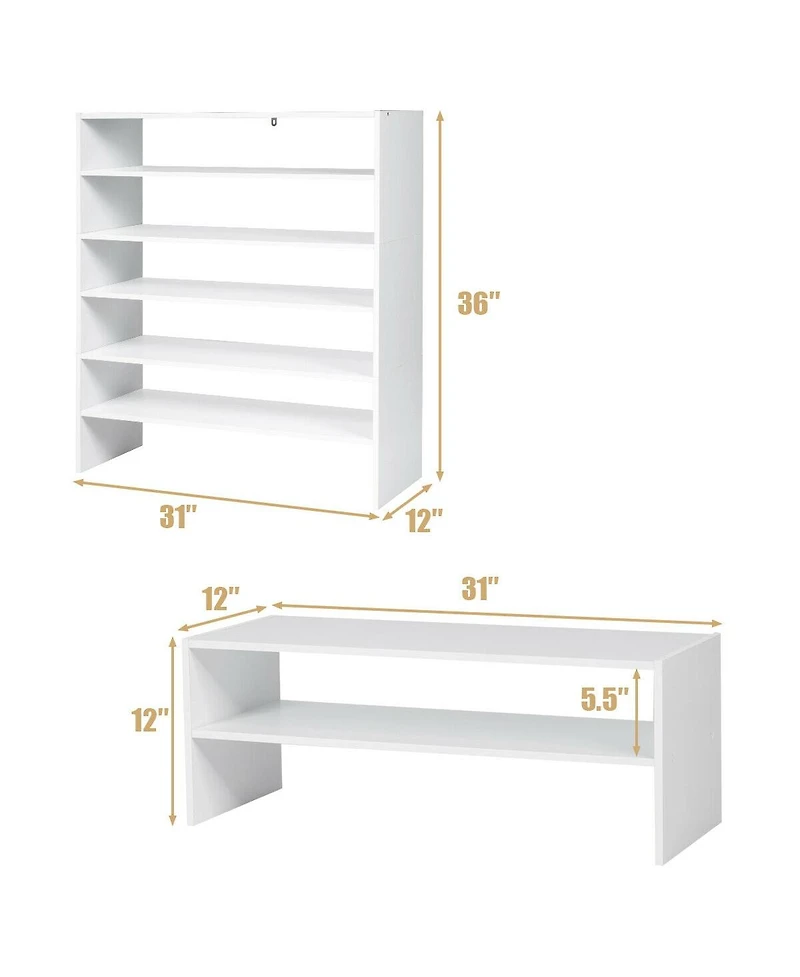 Gouun 3 Pieces 31-Inch Stackable Multi-Shape Shoe Rack
