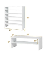 Gouun 3 Pieces 31-Inch Stackable Multi-Shape Shoe Rack
