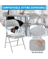 Skonyon Outdoor/Indoor Grey Vinyl Padded Folding Dining Chair (Set of 4)