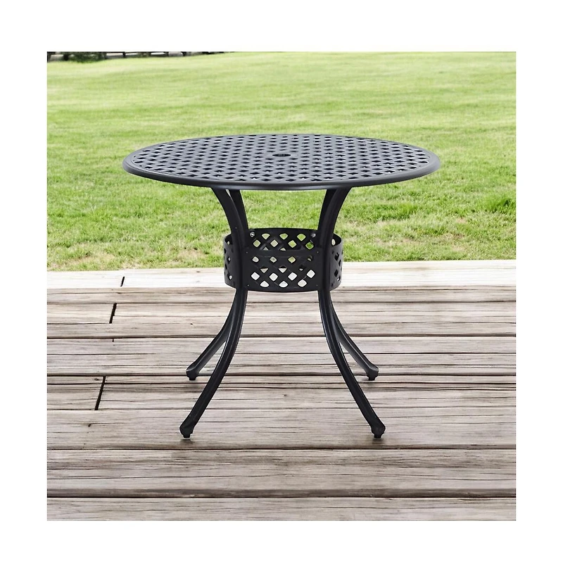 Slickblue Round Metal Outdoor Patio Table in Cast Aluminum