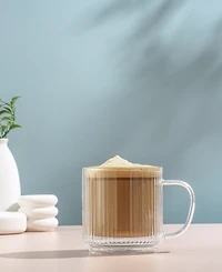 JoyJolt Haven Fluted Stackable Double Wall Glass Mugs, Set of 2