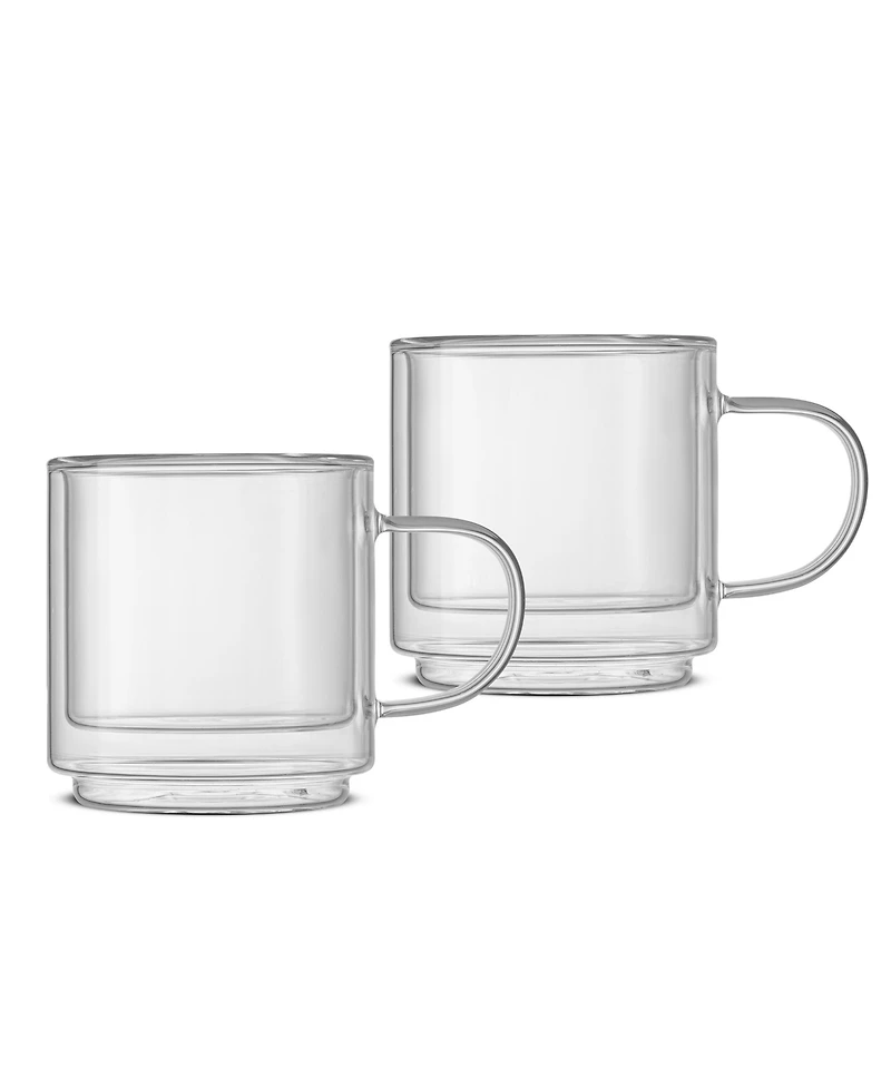 JoyJolt Haven Stackable Double Wall Glass Mugs, Set of 2