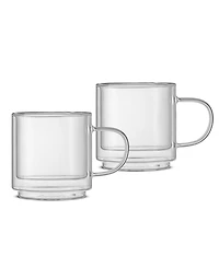 JoyJolt Haven Stackable Double Wall Glass Mugs, Set of 2