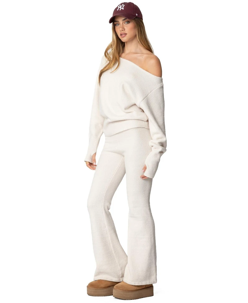 Edikted Womens Plush Flared Pants