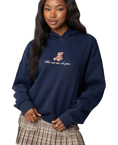 Edikted Womens Teddy Bear Hoodie