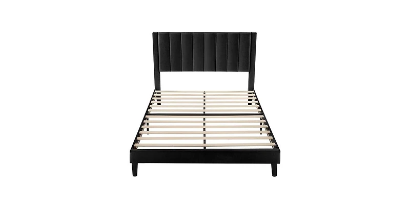 Contemporary Upholstered Bed Frame with Headboard – Sturdy Platform for Bedroom, Easy Assembly
