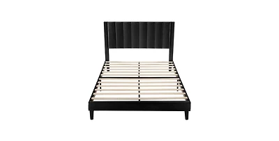 Contemporary Upholstered Bed Frame with Headboard – Sturdy Platform for Bedroom, Easy Assembly
