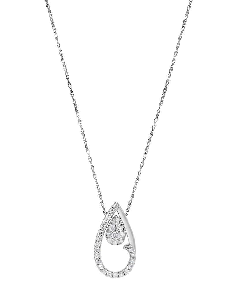 Diamond Halo Teardrop 18" Pendant Necklace (1/4 ct. t.w.) in 10k White Gold