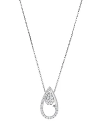 Diamond Halo Teardrop 18" Pendant Necklace (1/4 ct. t.w.) in 10k White Gold