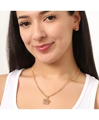 Juicy Couture Crown Pendant Necklace & Stud Earrings Set - Pink Crystal Embellished