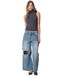 Edikted Womens Coral Turtle Neck Top