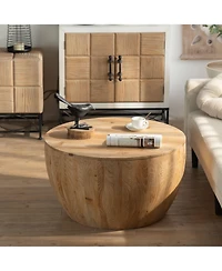 Lovmor 31.50"Vintage Style Bucket Shaped Coffee Table with storage function, for Office, Dining Room and Living Room