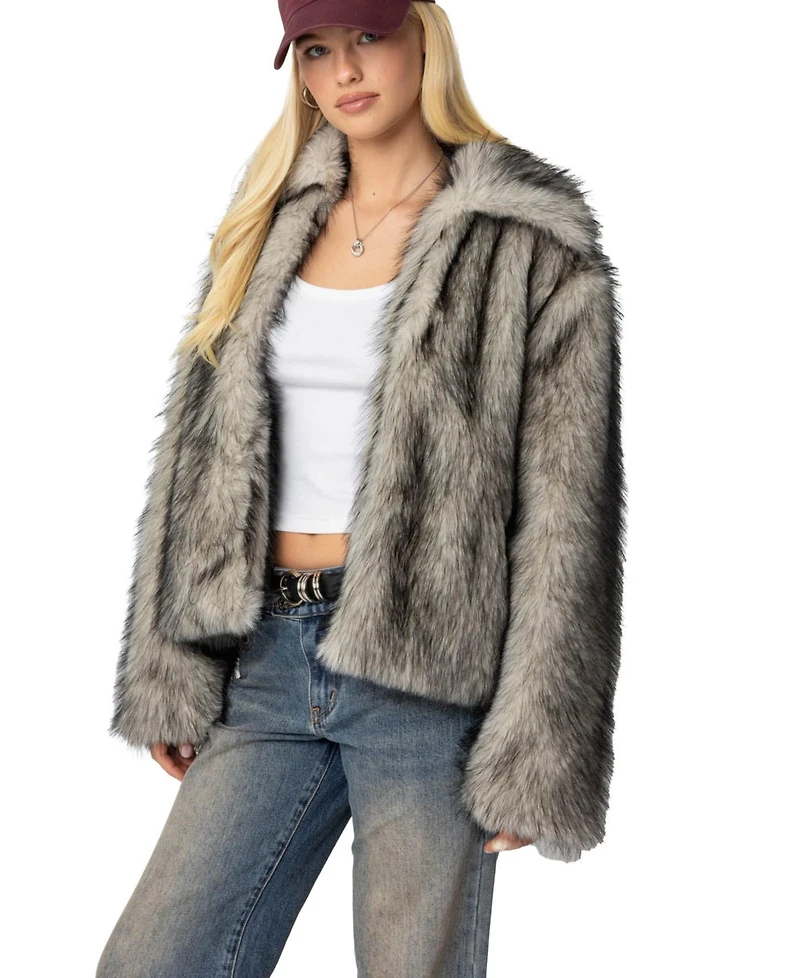 Edikted Womens Mob Wife Faux Fur Jacket