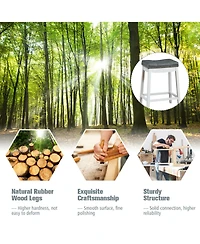 Gymax Set of 2 Nailhead Saddle Bar Stools 24'' Counter Stools White with Cushion