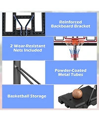 Costway 7.4-10 Ft Basketball Hoop Outdoor System with 44 Inch Shatterproof Pc Backboard