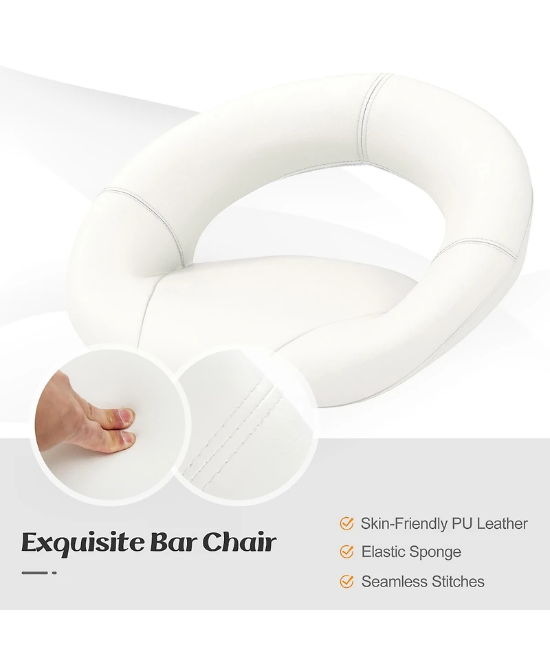 Gymax Set of 4 Adjustable Bar Stools Swivel Pub Chairs Barstools Pu Leather