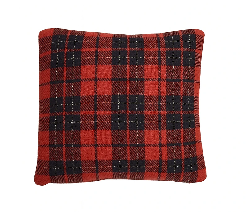 C&F Home 18" x 18" Red Black Plaid Woven Throw Pillow