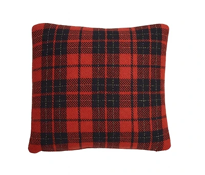 C&F Home 18" x 18" Red Black Plaid Woven Throw Pillow