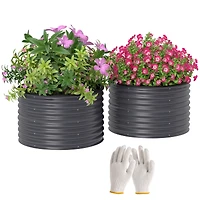 Outsunny Raised Garden Beds, Set of 2 Galvanized Planter Boxes
