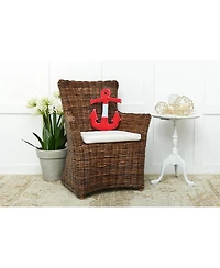 12" x 16.5" x 2" Anchor Shaped Applique and Embelishe Throw Pillow