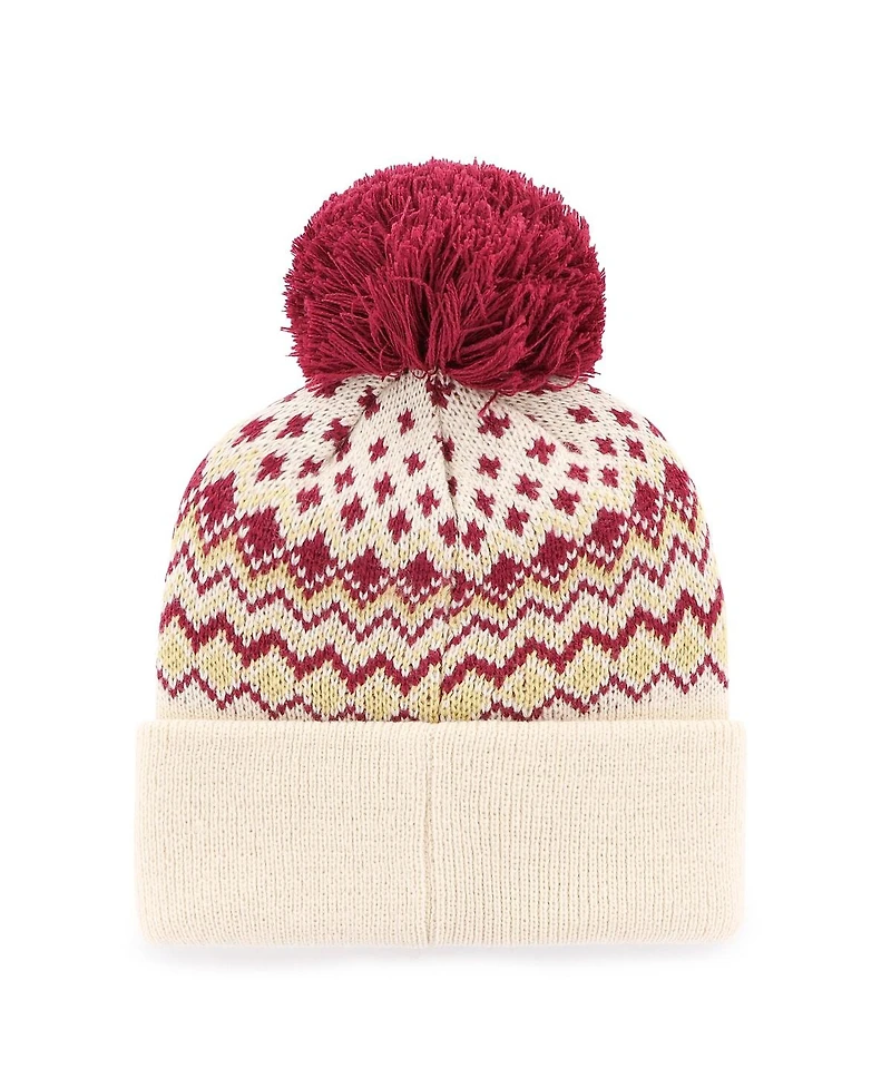 '47 Brand Women's Cream Florida State Seminoles Elsa Cuffed Knit Hat with Pom