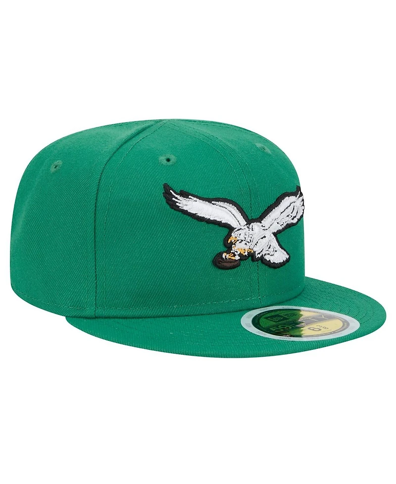 New Era Big Boys and Girls Kelly Green Philadelphia Eagles Main 59FIFTY Fitted Hat