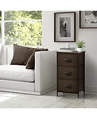 Sorbus Nightstand with 3 Drawers - Steel Frame, Wood Top & Easy Pull Fabric Bins Perfect for Home, Bedroom, Office College Dorm