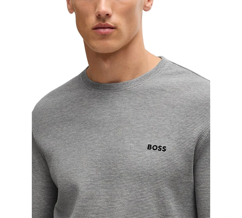 Boss by Hugo Men's Regular-Fit Waffle-Knit Long-Sleeve Pajama T-Shirt