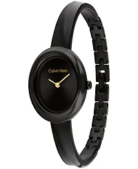 Calvin Klein Women's Twisted Bezel Black Ionic Plated Stainless Steel Bangle Bracelet Watch, 24mm