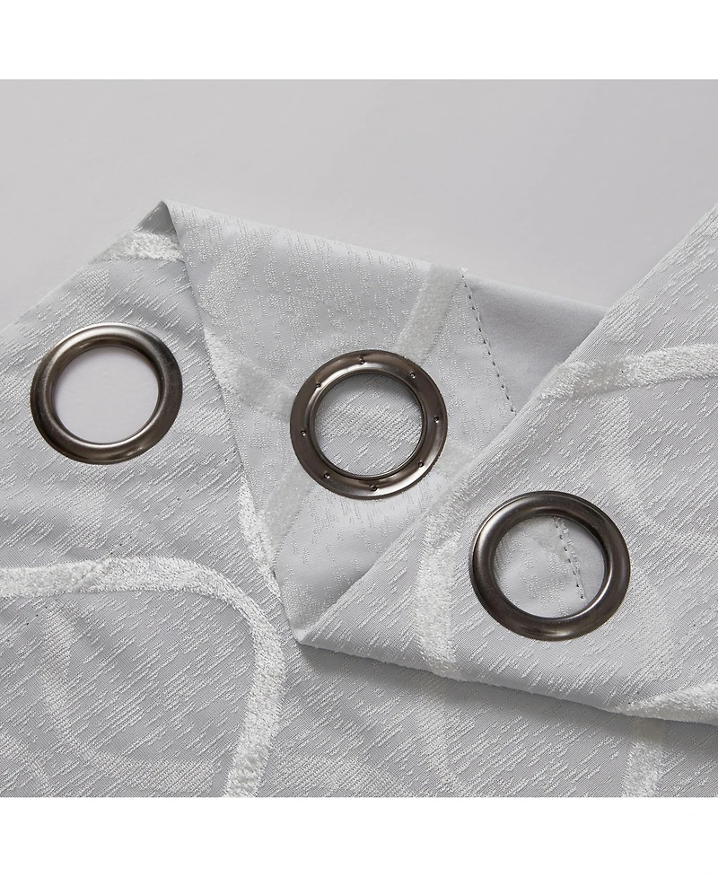 Hlc.me Versailles Lattice Flocked 100% Complete Blackout Thermal Insulated Window Curtain Grommet Panels, Energy Savings & Soundproof